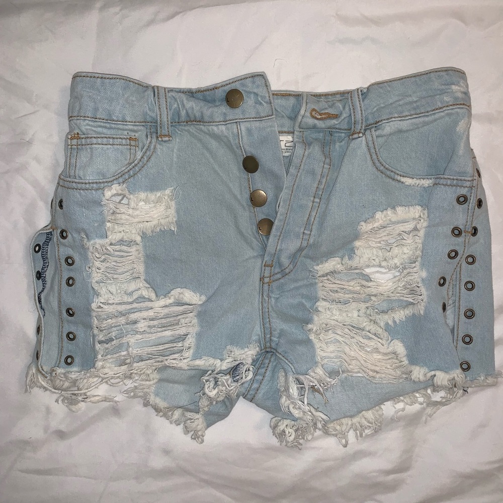 High Waisted Distressed Denim Shorts